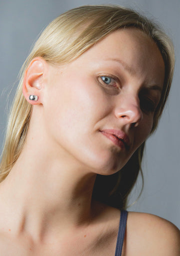 Hollow Minimalist Silver Stud Earrings – Elegant & Comfortable by Maarja Palu at www.brixbailey.com