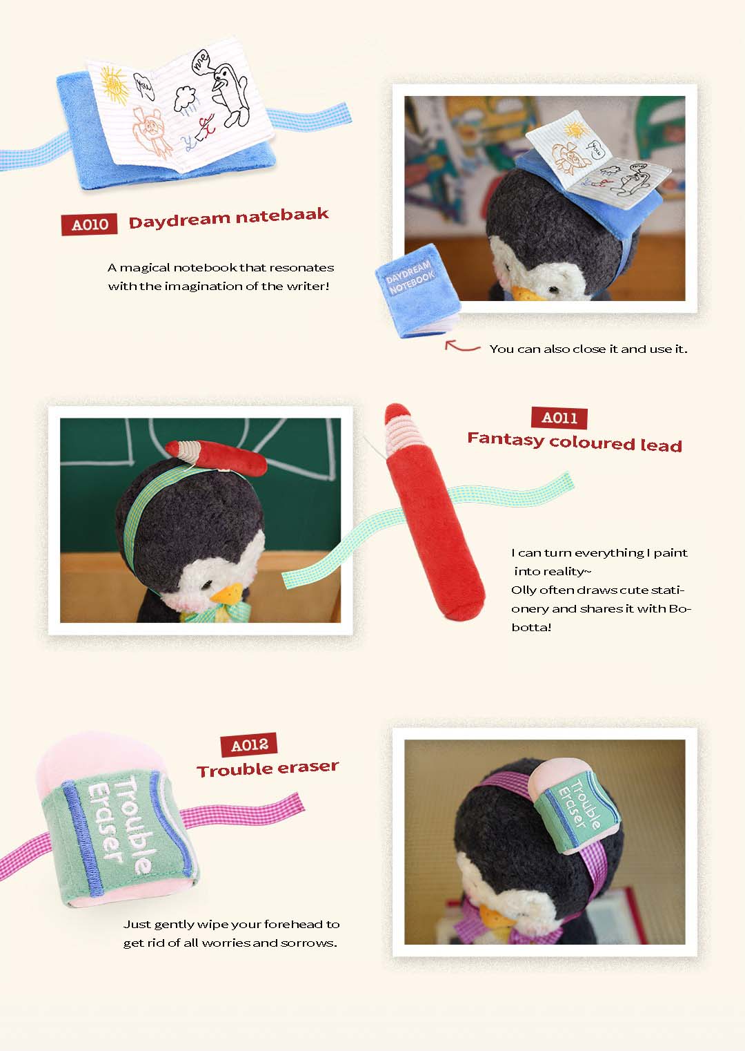 Olly Penguin Plush Toy with Creative Accessories