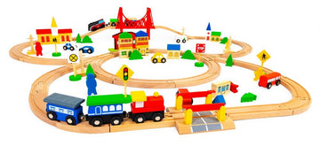 Unleash Creativity with the Ecotoys Wooden Train Set by ECOTOYS at www.brixbailey.com