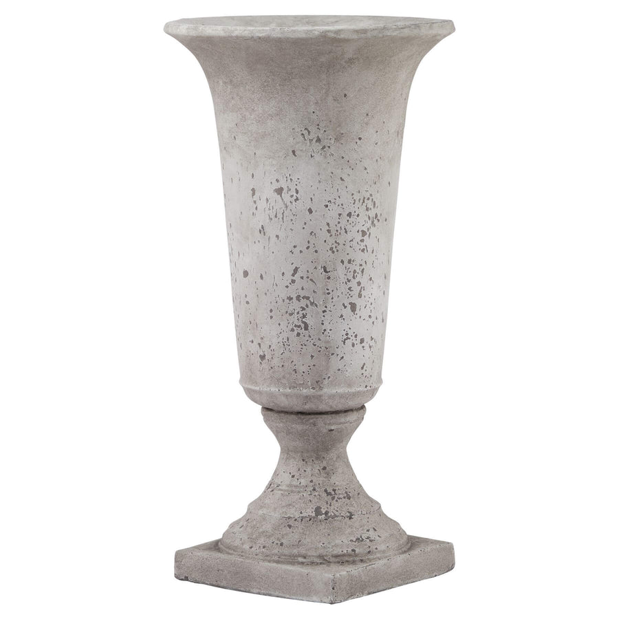 Tall stone effect ceramic urn planter in neutral tone, 61cm height, perfect for faux floral arrangements  by Sostter at brixbailey.com