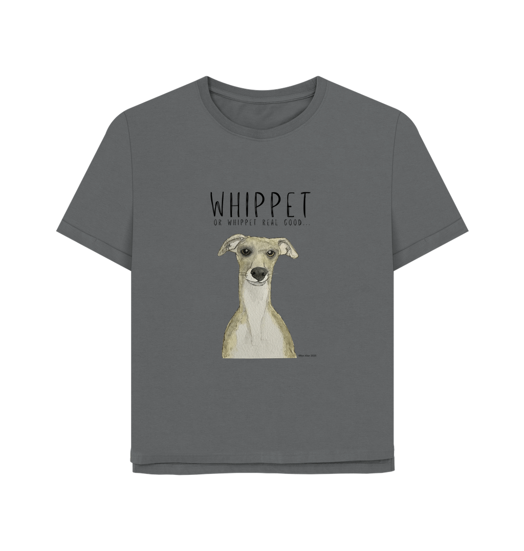 Whippet-Inspired Women’s Relaxed Fit T-Shirt: Ethical, Stylish & Zoomie-Approved!