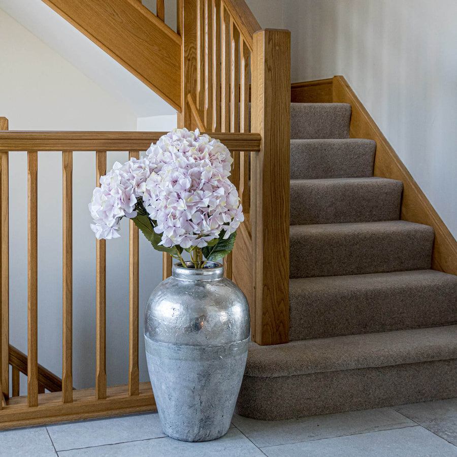 Pink lifelike hydrangea stem, 45-inch faux floral arrangement with bendable stems for elegant home decor by Sostter at brixbailey.com