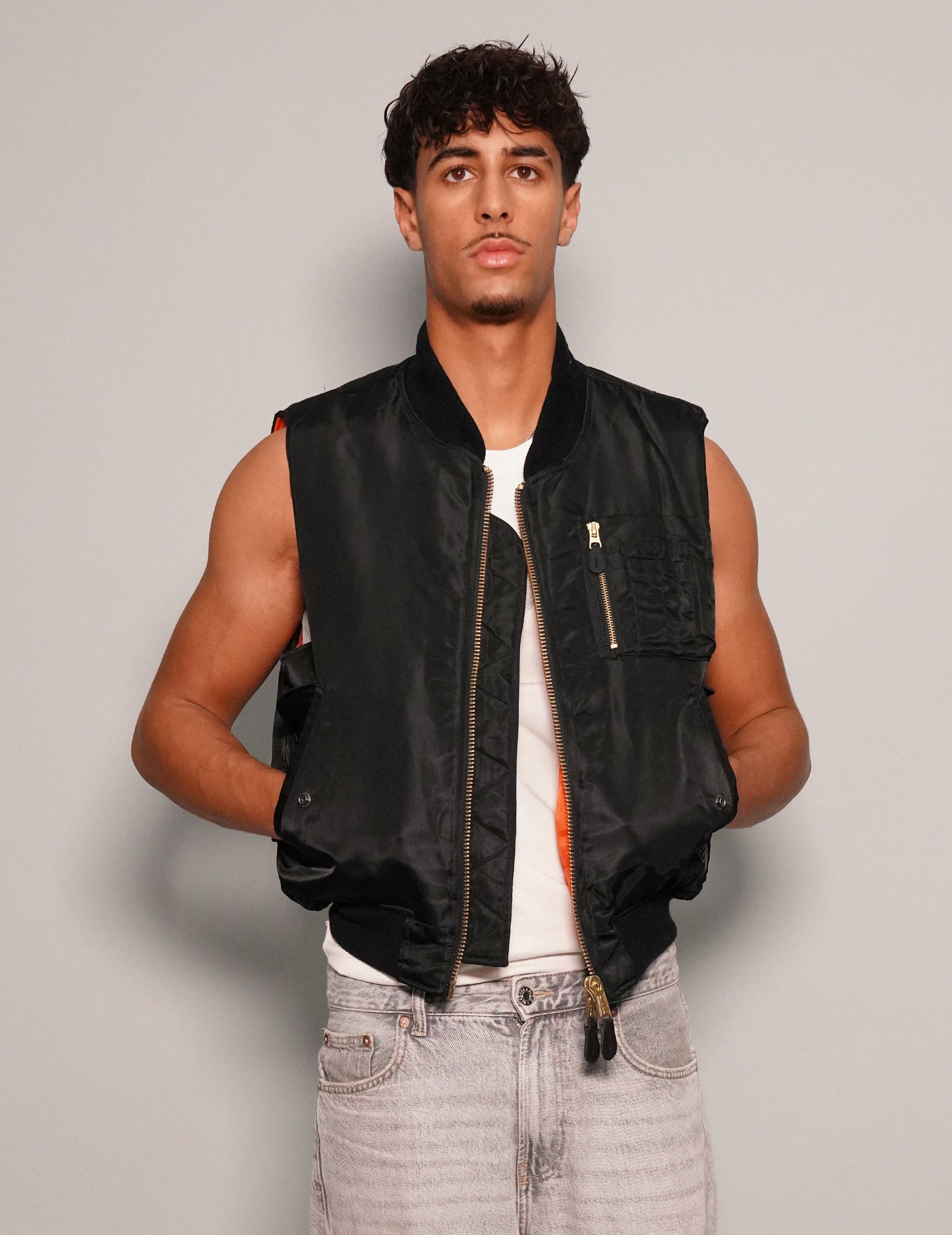 Bomber Gilet in Black