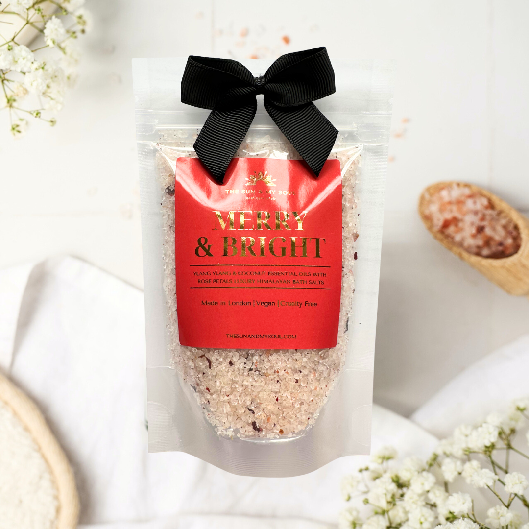 Merry and Bright Christmas Soak Luxury Himalayan Bath Salts Rose and Ylang Ylang