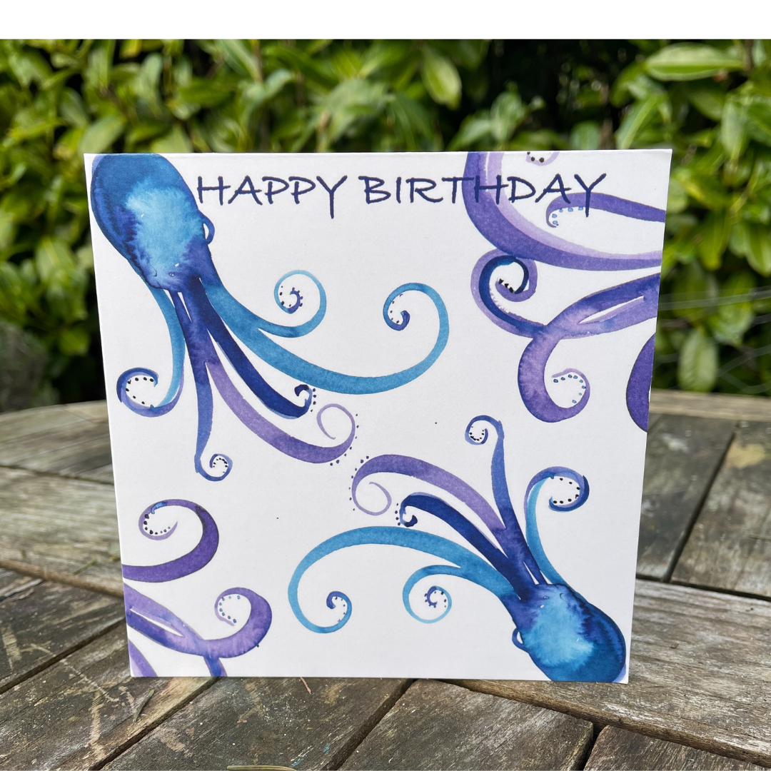 Happy Birthday Cards with Octopus Design