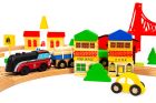 Wooden Train Set, 90 Pieces