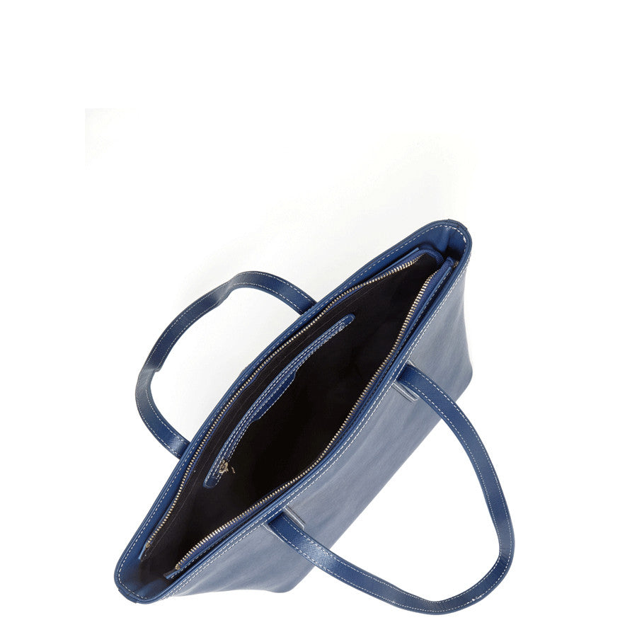 Blue Leather Shoulder Bag with Studs