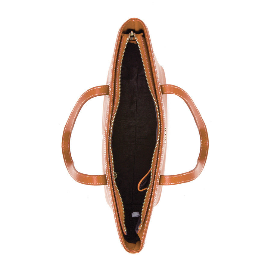 Brown Leather Shoulder Bag with Metallic Studs