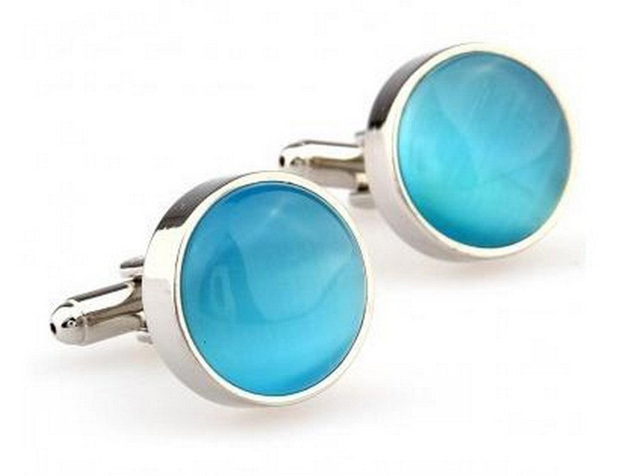 Turquoise Stone Round Design Cufflinks