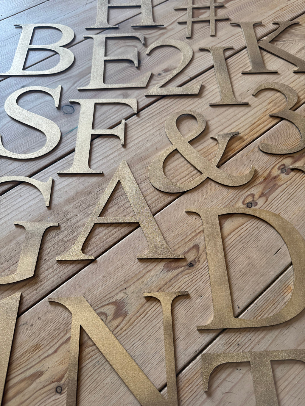 Distressed Gold 5" or 12" Classic Metal Letters, A-Z, 0-9