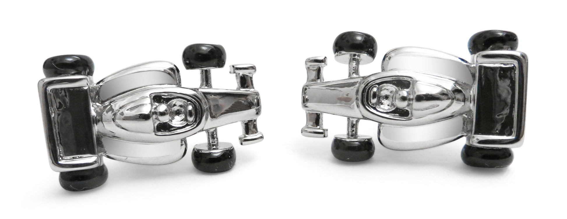 Silver Racing Car Cufflinks
