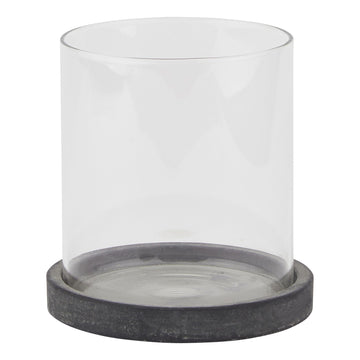 Embrace the Refined Charm of this Hurricane Lantern - Modern Coastal Design in Grey Ceramic - Ideal for Indoor & Outdoor Spaces by Hill Interiors at www.brixbailey.com