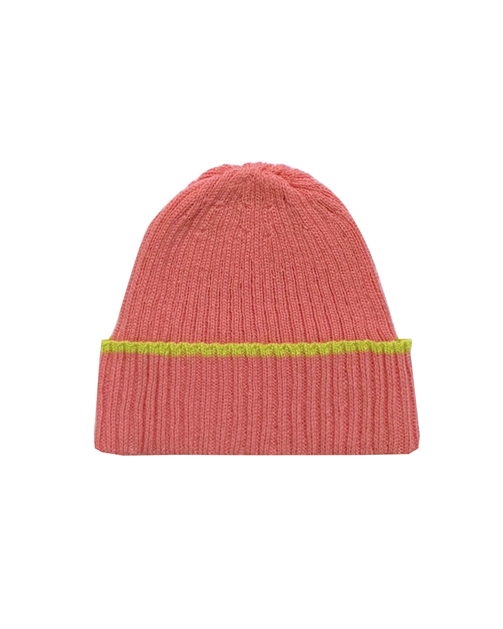 Ribbed Wool & Cashmere Beanie Pink & Yellow