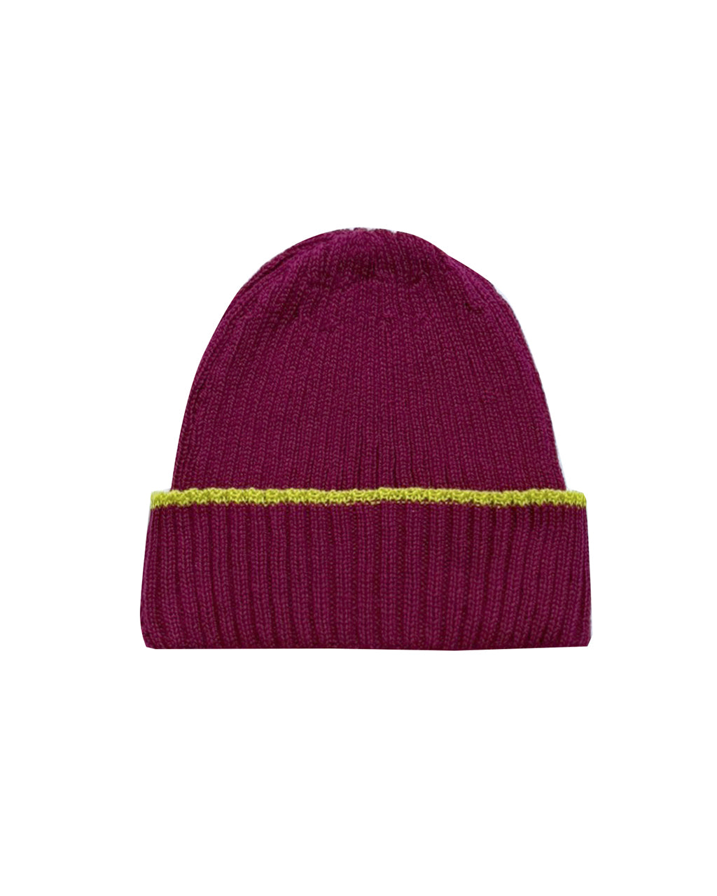 Ribbed Wool & Cashmere Beanie Purple & Yellow