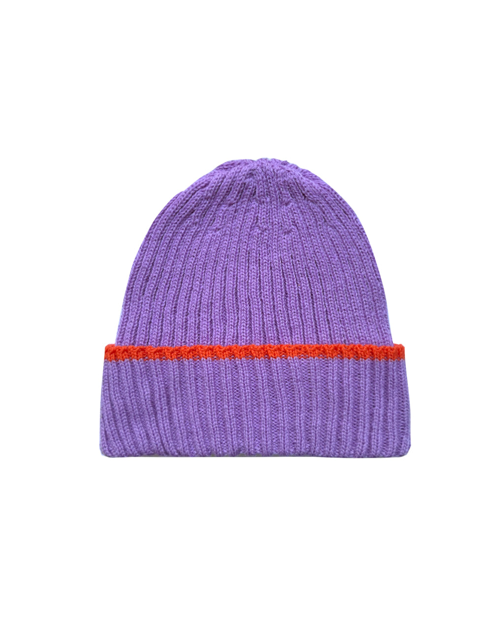 Ribbed Wool & Cashmere Beanie Lilac & Orange