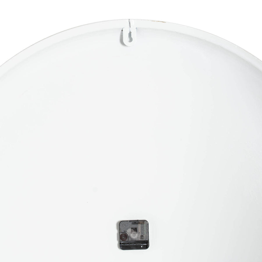 Oversized minimalist white metal wall clock, 80cm diameter, industrial modern decor statement piece by Sostter at brixbailey.com