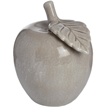 Handcrafted ceramic apple decor with crackle glaze in weathered grey, 20cm statement piece for modern or classic interiors. by Hill Interiors at brixbailey.com