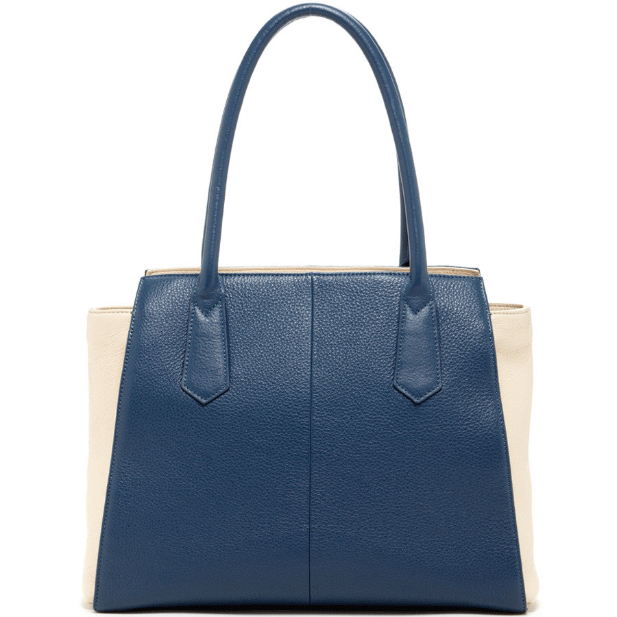 Blue Ivory Leather Tote Bag