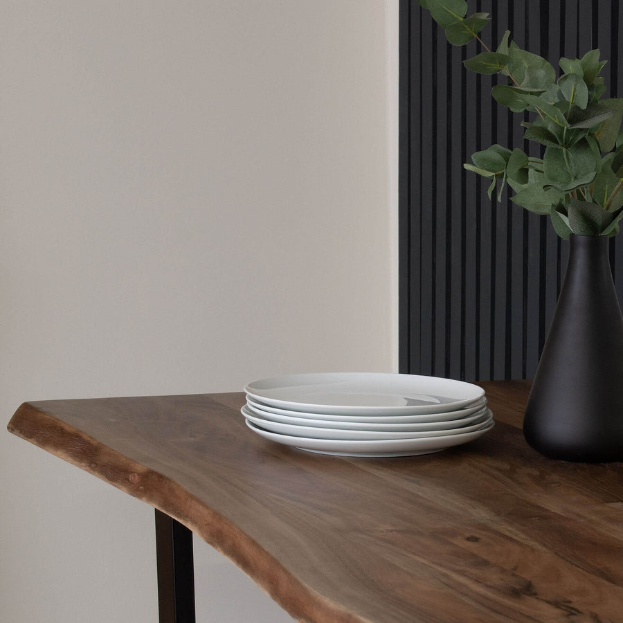 Live edge acacia wood bar table with black metal base, modern rustic industrial design. by Sostter at brixbailey.com