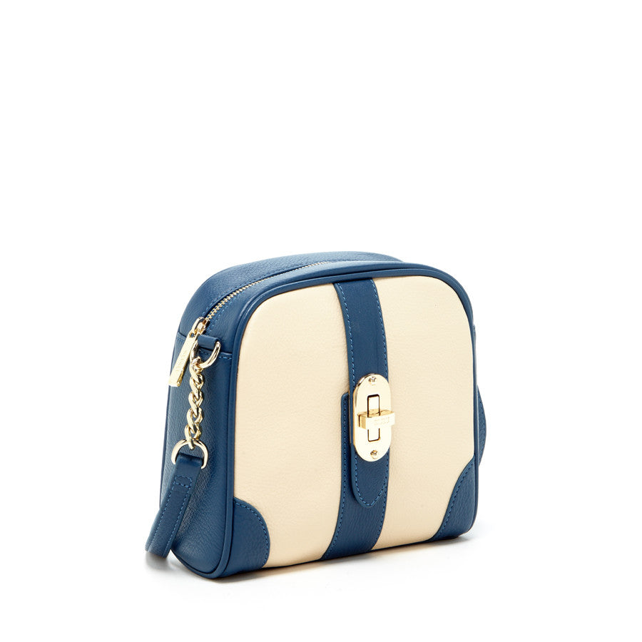 Small Crossbody Bag in Off White and Blue