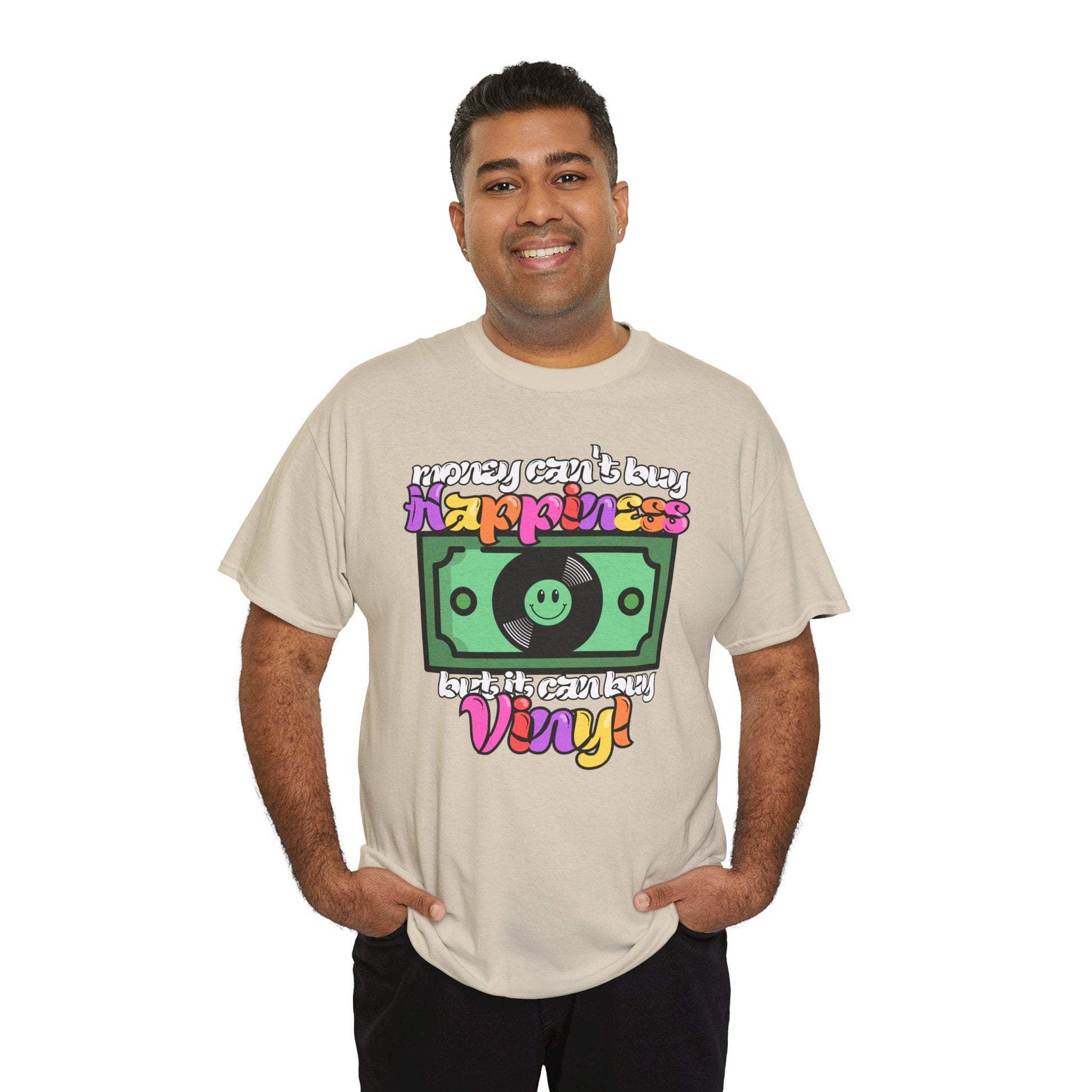Money Can't Buy Happiness Men's Vinyl Record T-Shirt
