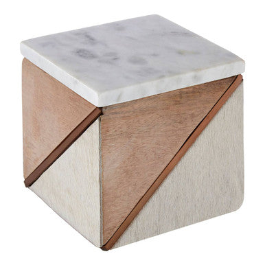 Cowhide Small Trinket Box with Marble Lid