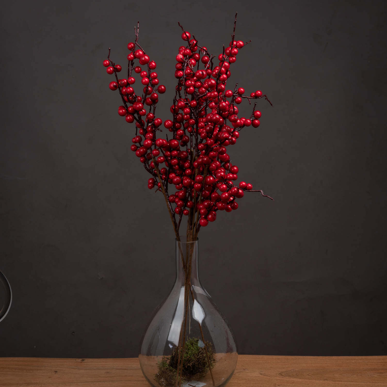 Lifelike winter berry stems with glossy red berries and natural brown stems for holiday decor, 66cm tall by RoomLondon at brixbailey.com