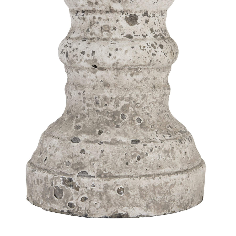 Stone ceramic column candle holder with weathered texture, natural tone, and monolithic silhouette for modern decor. by Sostter at brixbailey.com