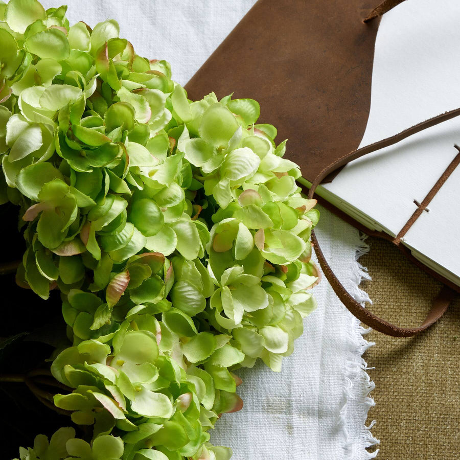 Hand-painted green hydrangea bunch, lifelike artificial floral arrangement for home decor by Sostter at brixbailey.com