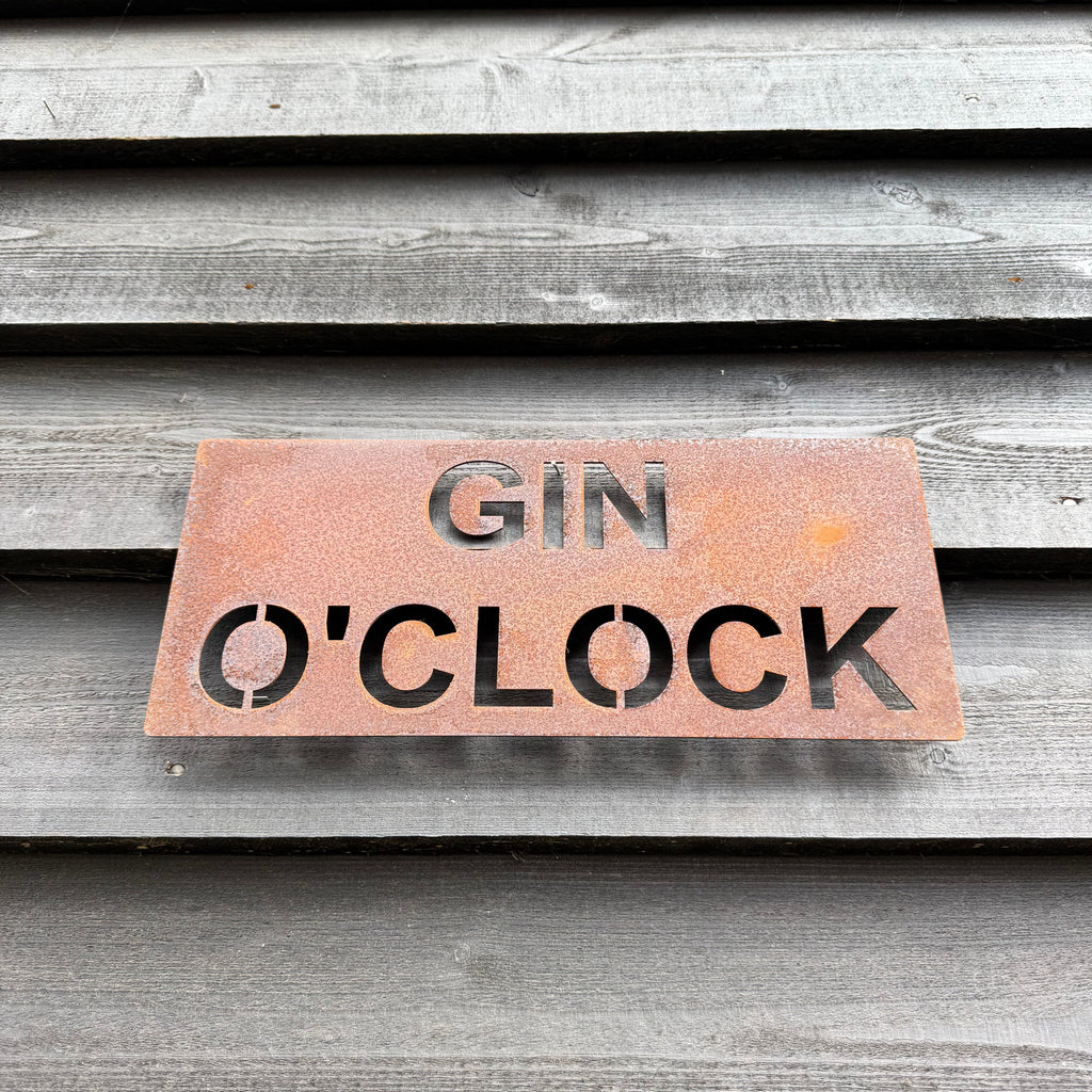 Rustic Metal GIN O’CLOCK Sign