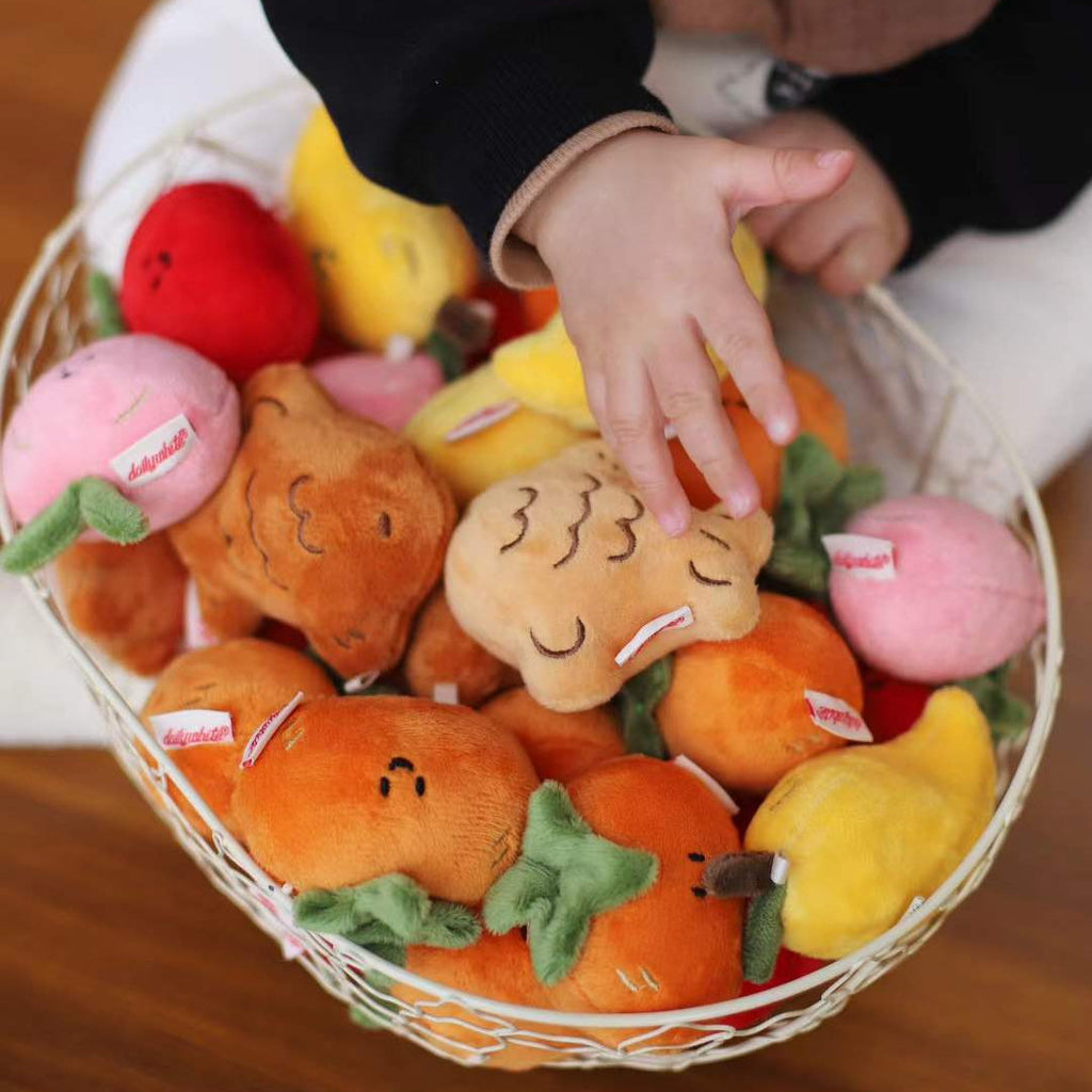 Mini Peach Plush Bag Charm in Pink