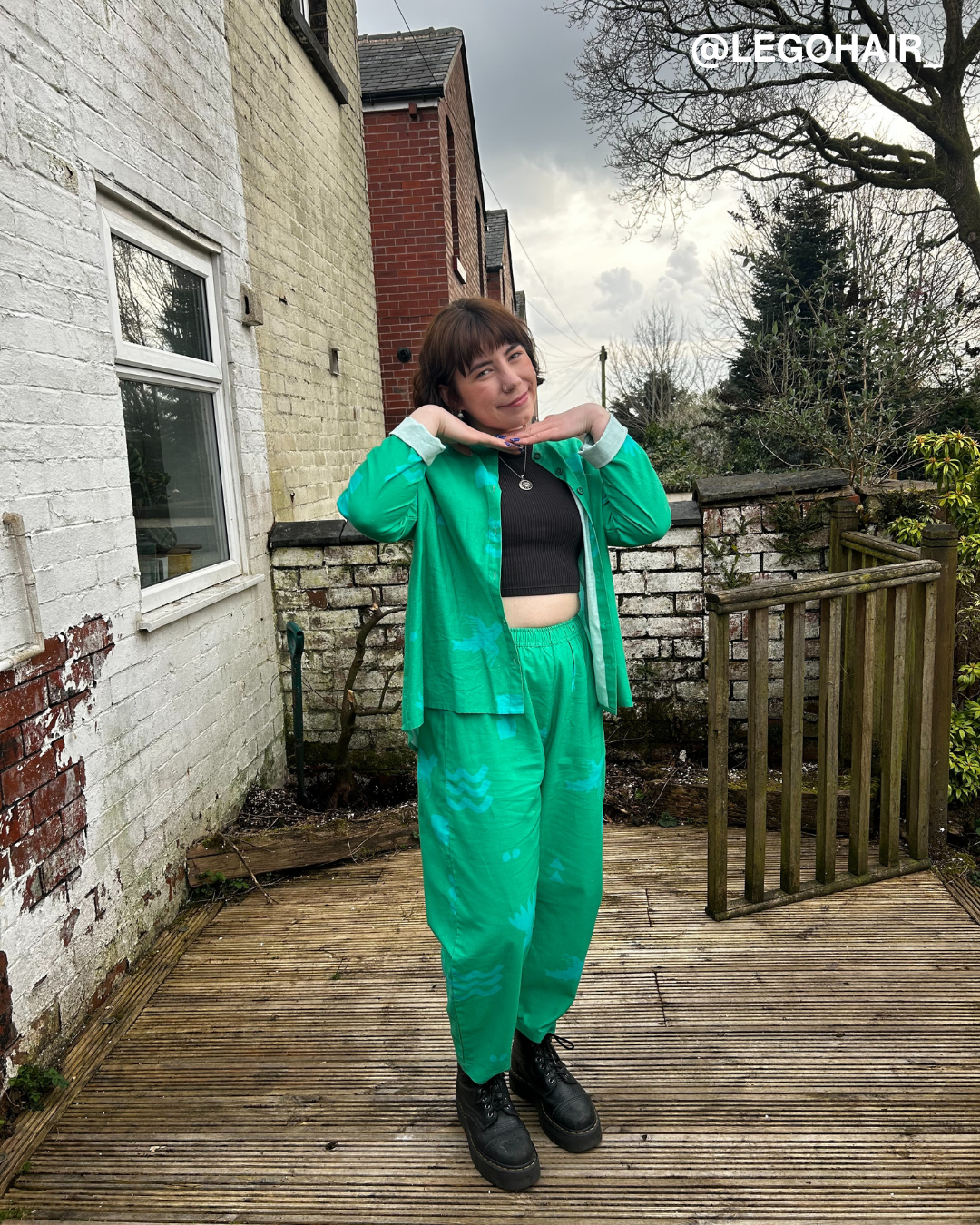 Organic Cotton & Linen Balloon Trousers in Meadow Flow