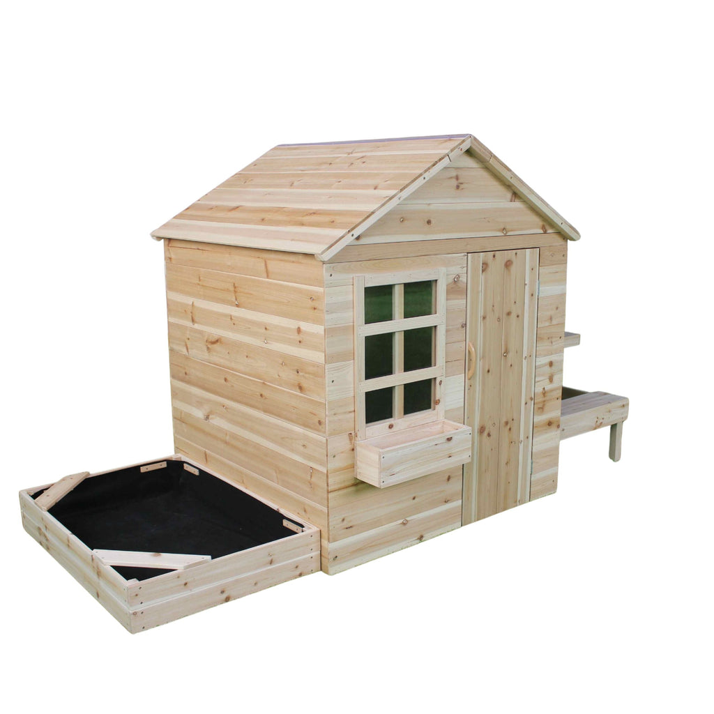 Wooden sandpit with lid - Outdoor stage & playhouse patio