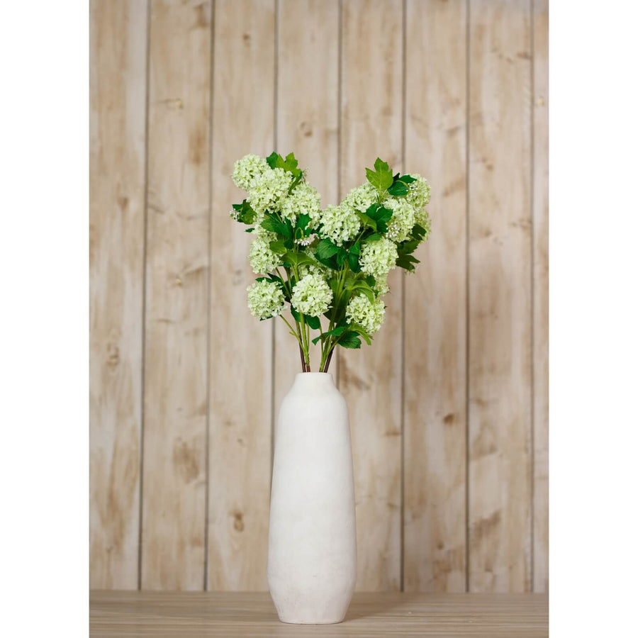 Green Snowball Viburnum faux floral spray with lifelike clusters in rich green, perfect for farmhouse or modern decor. by Sostter at brixbailey.com