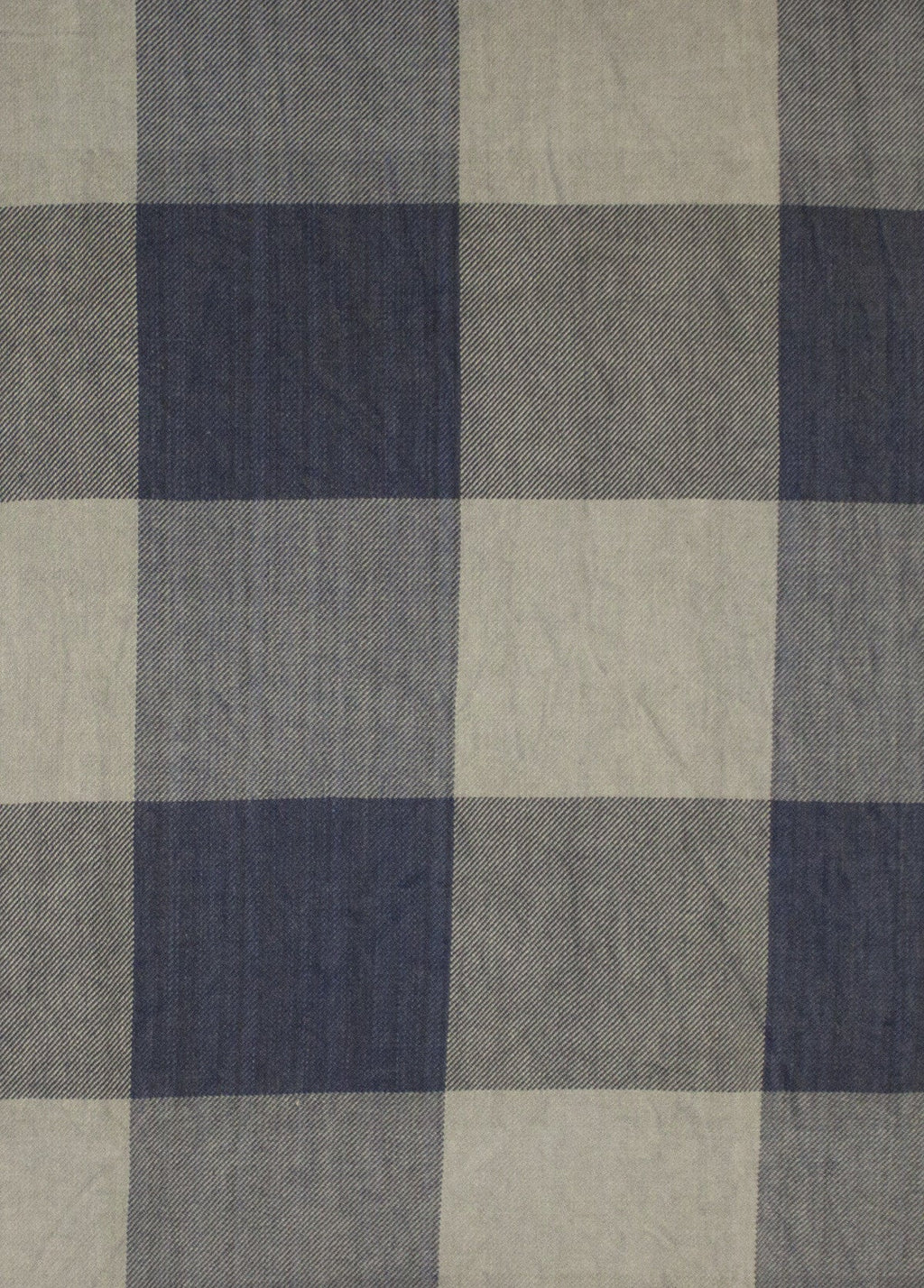 Box Checks Twill Weave Cotton Scarf - Grey Beige