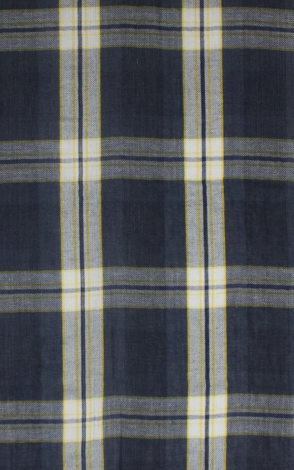 Window Checks Twill Weave Cotton Viscose Scarf - Black White