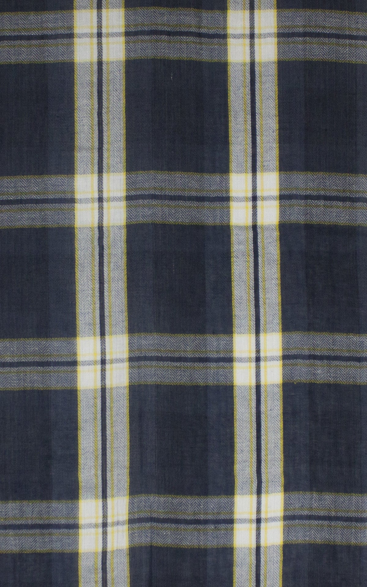 Window Checks Twill Weave Cotton Viscose Scarf - Black White