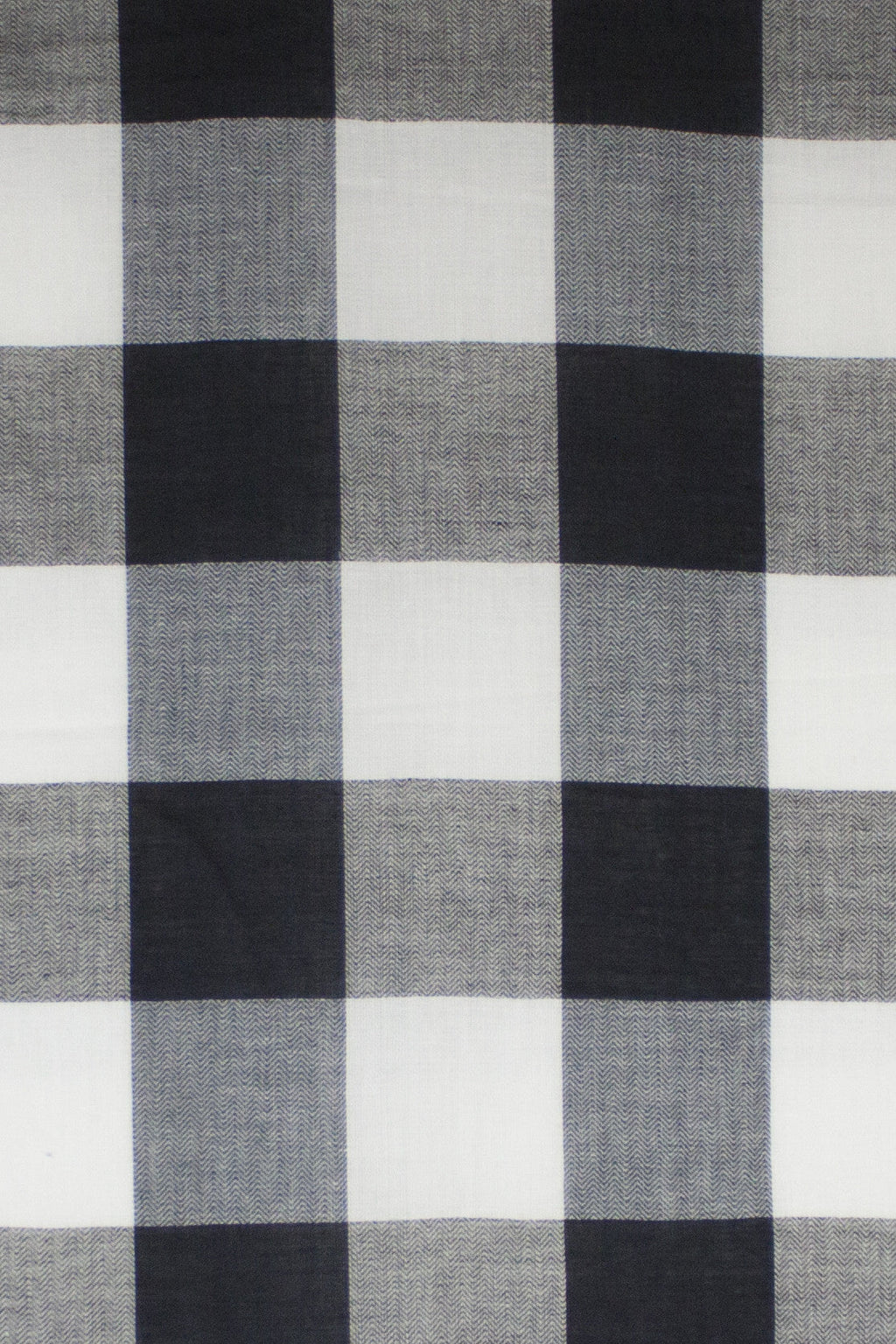Tartan Checks Chevron Weave Cotton Viscose Scarf - Black White