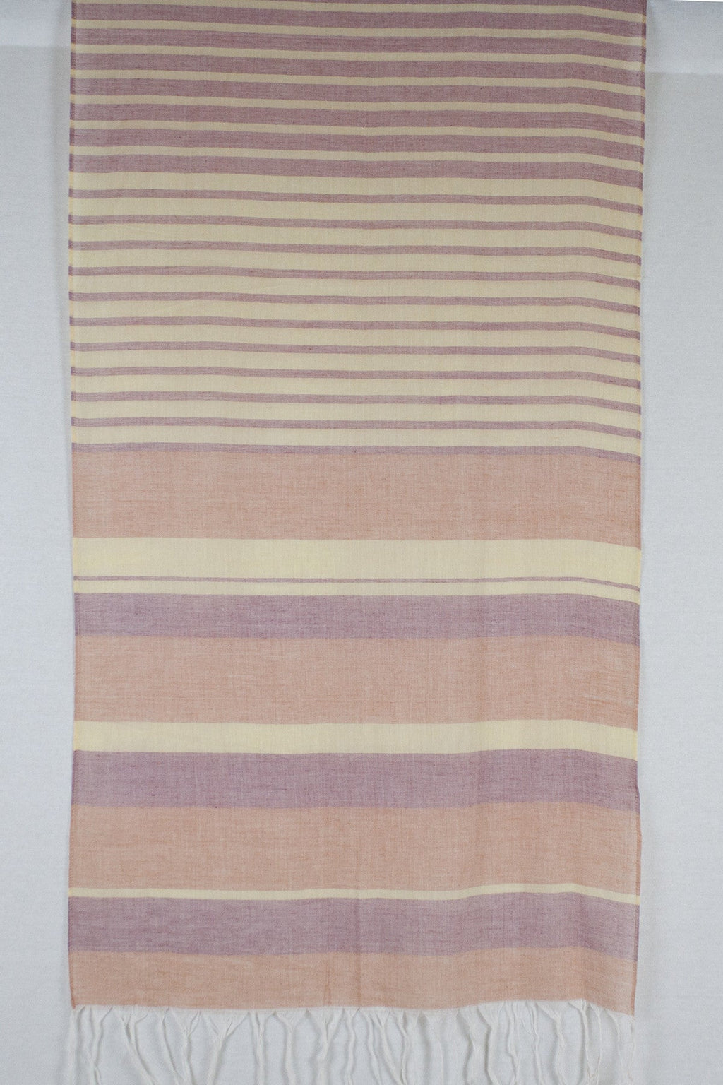 Chambray Stripe Cotton Scarf - Orange Red Yellow