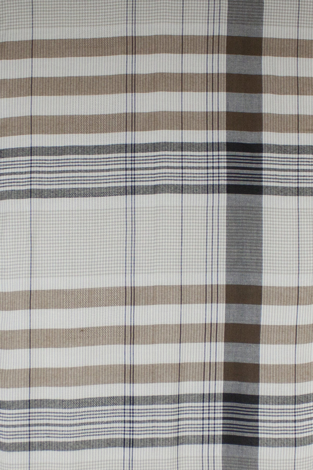 Checks and Stripes Textured Weave Viscose Scarf - Beige Black Off-White