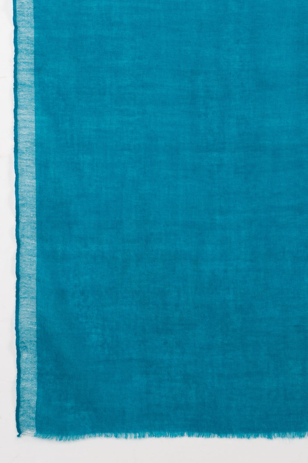 Twill Weave with Silver Lurex Border Merino Wool Scarf - Turquoise