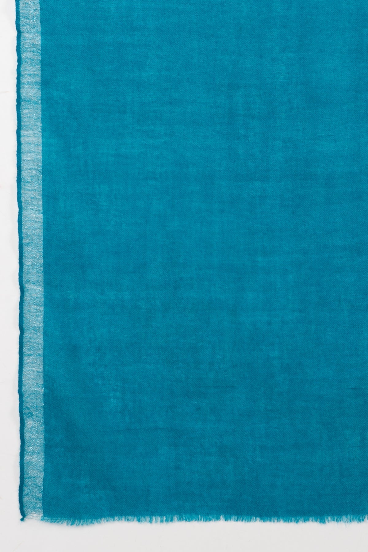 Twill Weave with Silver Lurex Border Merino Wool Scarf - Turquoise