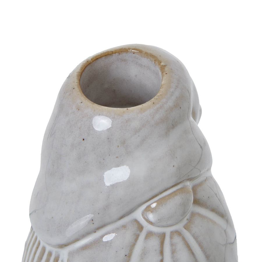 Handcrafted white ceramic Gonk candle holder with textured beard, Scandinavian winter decor for holiday celebrations. by Sostter at brixbailey.com