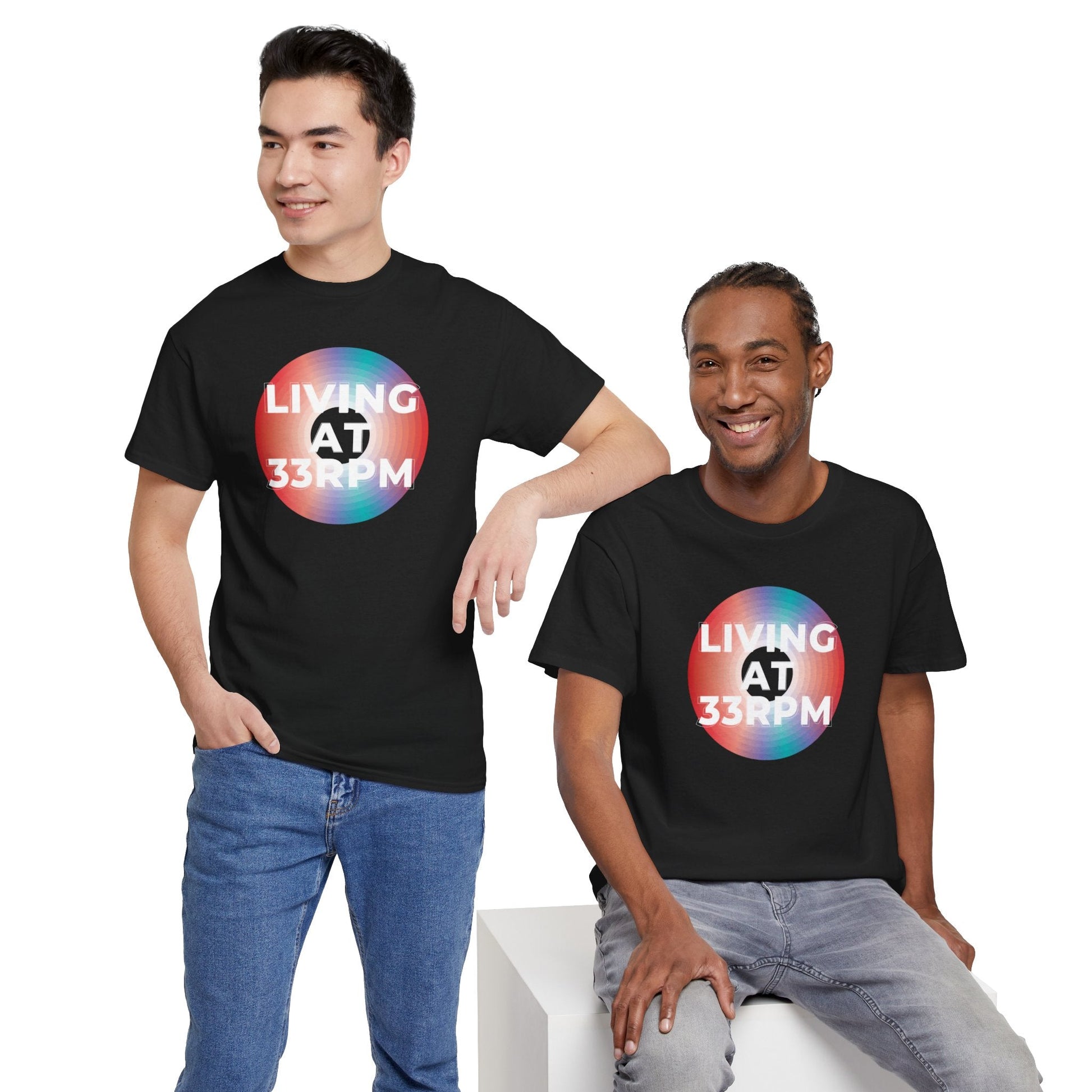 Living at 33rpm Men's Vinyl T-Shirt