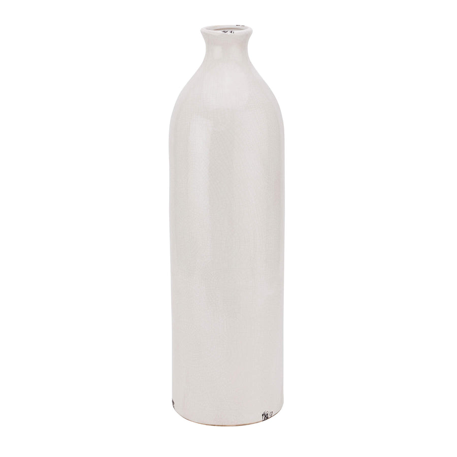 Tall cream ceramic vase with crackle glaze, perfect for floral arrangements, 51cm height, artisan-crafted home decor centerpiece. by Sostter at brixbailey.com