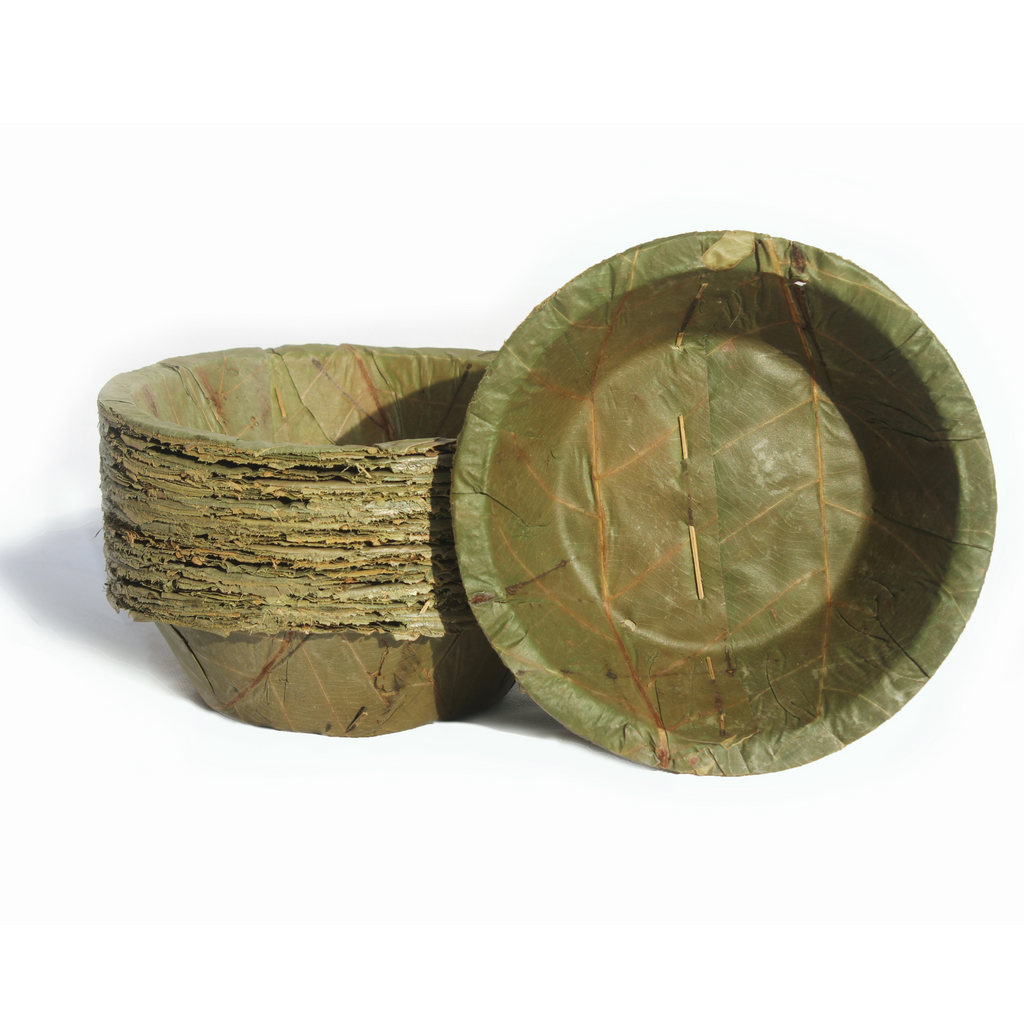 Small Disposable Leaf Bowls 15cm Natural Compostable