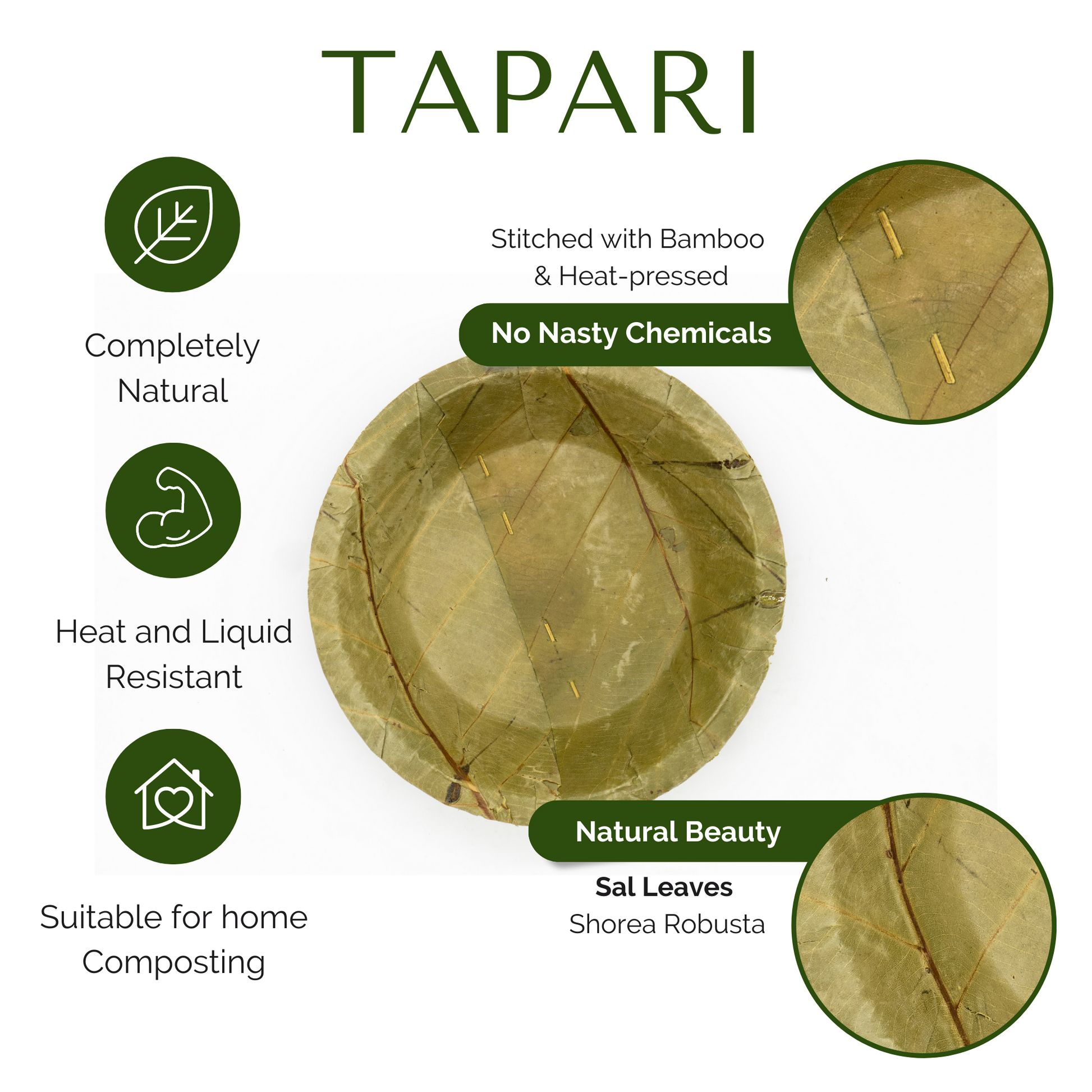 Small Disposable Leaf Bowls 15cm Natural Compostable