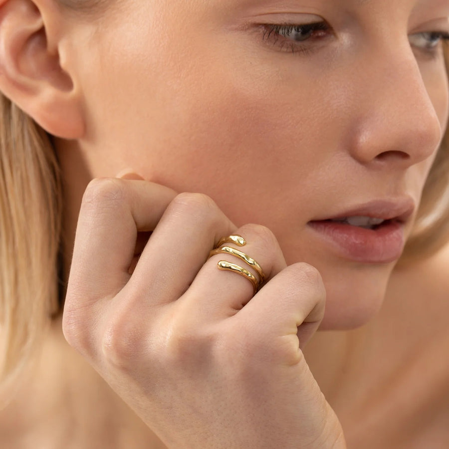 Elegant 18k Gold Plated Sterling Silver Ring – Hypoallergenic & Adjustable by ONEHE at www.brixbailey.com