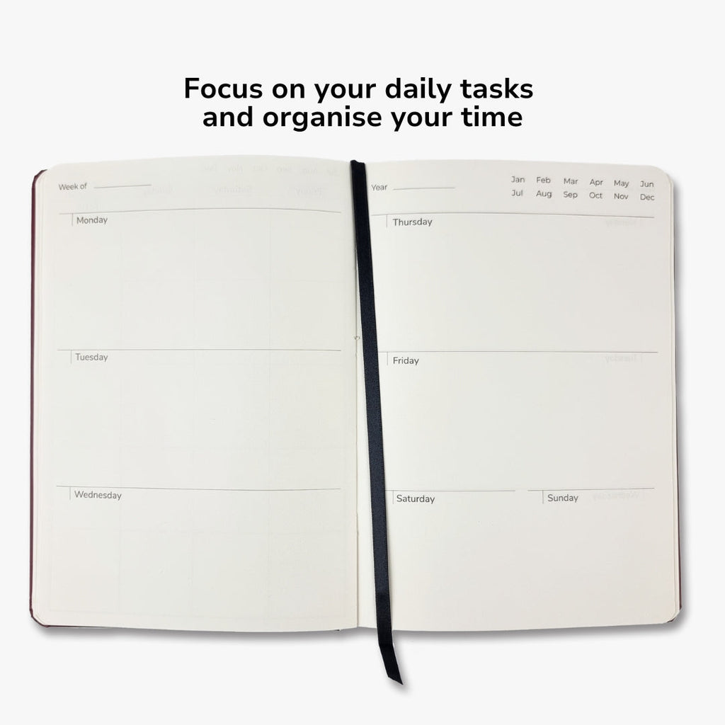 Undated Yearly Productivity Planner in Purple