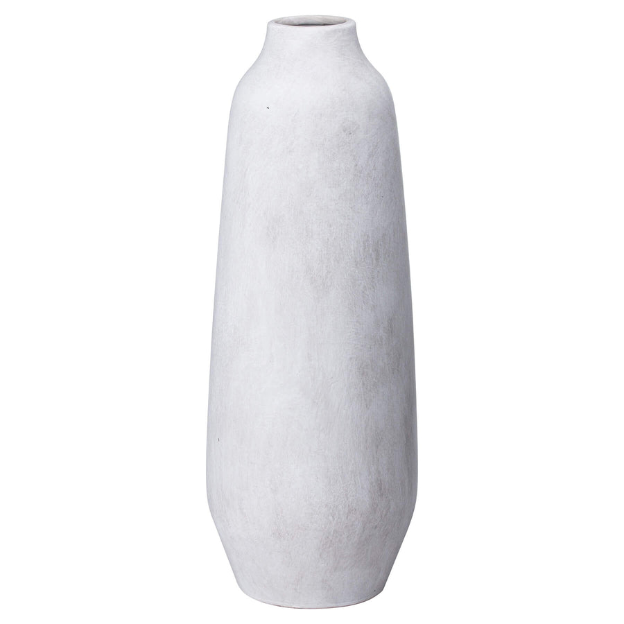 Handcrafted stoneware vase with textured stone finish, neutral hue, 41cm tall, ideal for dried florals or sculptural decor. by Sostter at brixbailey.com
